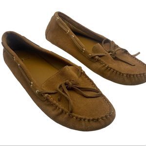 J. Crew Camel Suede Bow Driving Moccasins Loafers